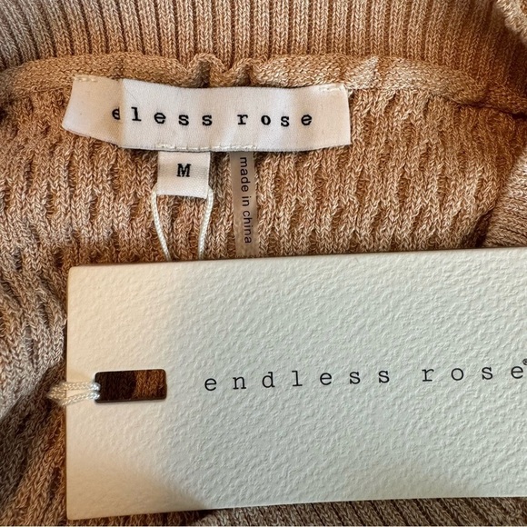 Endless Rose Sleeveless Lace-Up Tie-Back Pique Knit Dress Camel Medium NWT - Picture 6 of 12